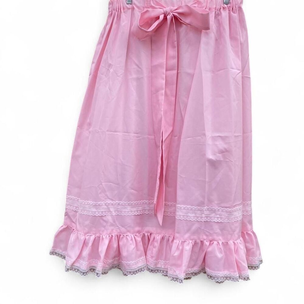 Vintage 70s 1970s long Pink fairy skirt with lace trim and bow - Picture 5 of 6